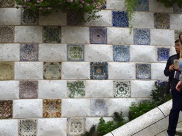 Beautiful tiled mosaics on the stairway