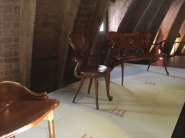 Specially designed furniture was created for the home again emphasizing the curves of the exterior.
