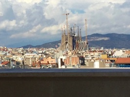 A final view from the roof of Gaudi's other masterpiece, Sagrada Família, in the distance. The Basilica, when completed, will have eighteen spires, for the twelve Apostles, the four Evangelists, the Virgin Mary and Jesus. It will be the tallest church in the world.