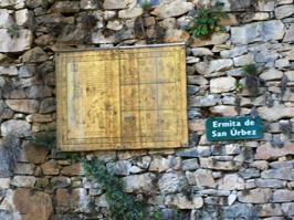 Sign for the Saint Úrbez hermitage