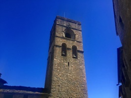 The spire of the Church of Santa Maria.  The church dates from the eleventh century.