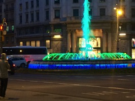 A fountain near our hotel in Barcelona as we headed back from dinner. A big touring day awaited us in Barcelona on the following day.