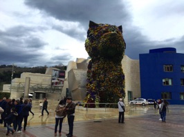 Puppy, a giant sculpture by Jeff Koons outside the Guggenheim.  Plants therein are changed four times per year.