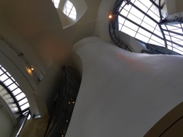 The soaring atrium inside that Gehry nicknamed "The Flower" is designed to capture the light.