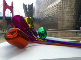 Tulips, again by Jeff Koons, on the atrium terrace outside the museum