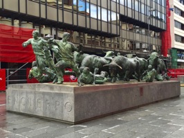 Elsewhere in town, there is this monument to the running of the bulls lending special poignancy to those injured or killed.