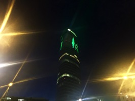 On the way back to the hotel, we encountered one of Bilbao's modern buildings with changing lights on the facade.