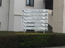 Arriving at Fatima, we saw this sign. Fatima is one of Catholicism's major pilgrimage sites where the Virgin Mary appeared to three Portuguese children in 1917.