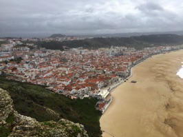 Nazaré has one of Portugal's best beaches and, in 2011, surfer, Garrett McNamara, surfed a 78 foot wave here.