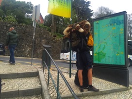 Upon arriving in Sintra, we encountered this musician who was looking for his next gig. It started to rain hard shortly thereafter and we ducked into a cafe for lunch, hoping it would end soon.