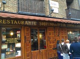 Our second stop was the Sobrino de Botín, billed as the oldest continually operating restaurant in the world dating from 1725. The artist, Goya, once worked here as a waiter. It is mentioned in Hemingway's "The Sun Also Rises."