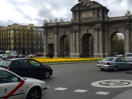 Puerta de Alcalá, Independence Plaza, next to Retiro Park. A number of events have taken place at the monument including the 1921 assassination of the Spanish Prime Minister, Eduardo Dato.