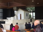 Chapel of the Apparitions. The statue is at the spot where the Virgin Mary appeared to the children several times in 1917. Chapel of the Apparitions. The statue is at the spot where the Virgin Mary appeared to the children several times in 1917.